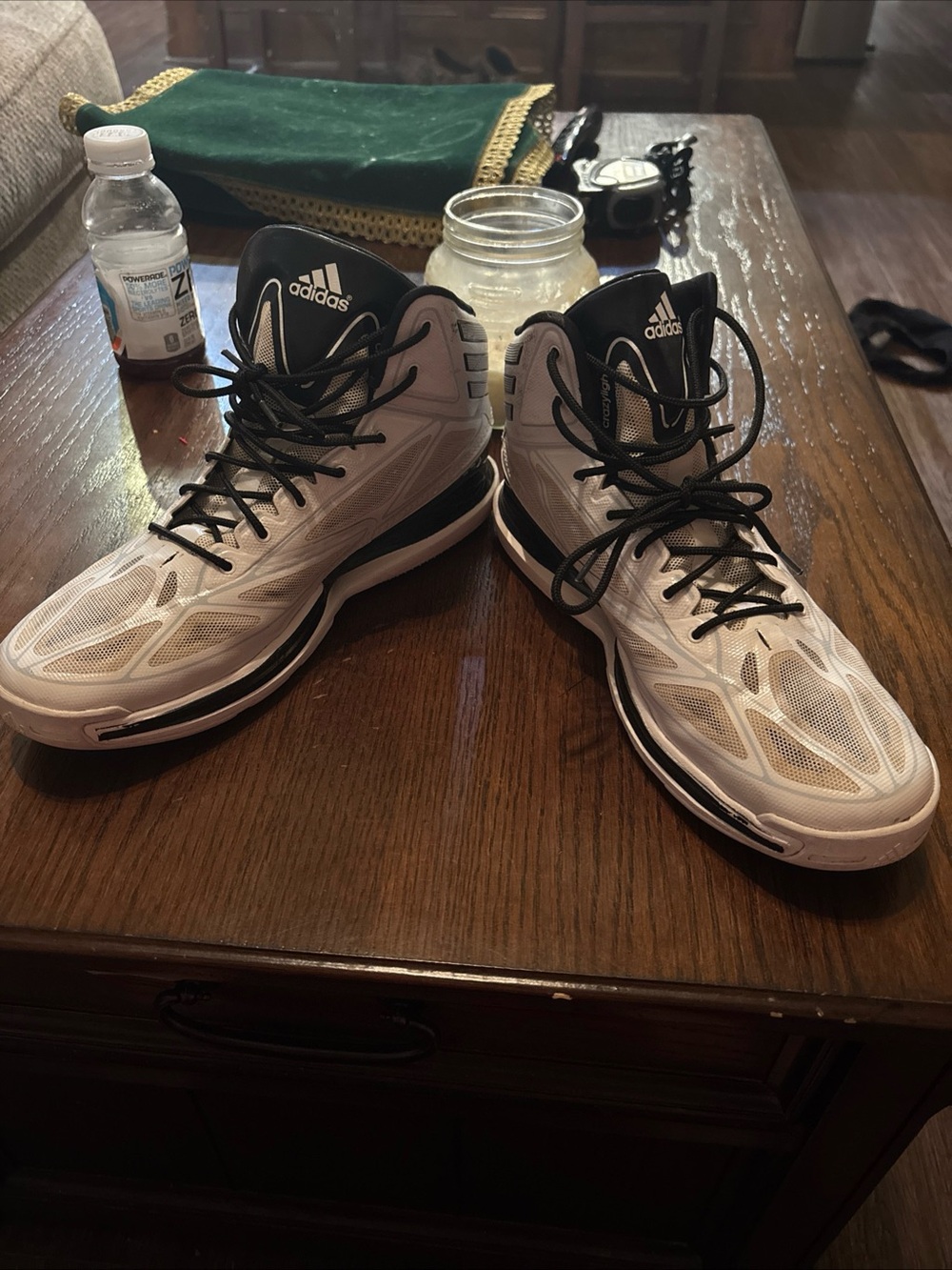 adidas Men’s White and Black High-Top Athletic Sneakers